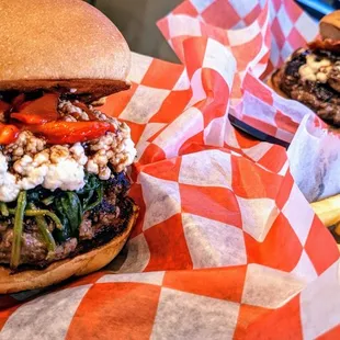 ROQUEFORT Bleu cheese, bacon, +  BILLY Goat cheese, sautéed spinach, +  Fries