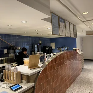 a woman at a counter