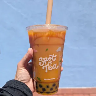 Mango Yuzu Black Tea with Boba