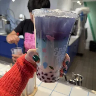 Blue jasmine tea with boba!