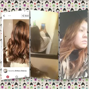 1)What i wanted 2)before going in:arrived 9:40a.m 3.)After going in. Out at 1:30. Brassy orange :(