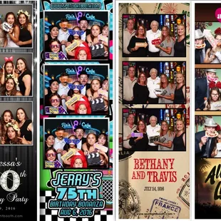 Some of our recent design work. Each strip is custom designed to make it unique for each event.