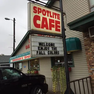 a car parked in front of it