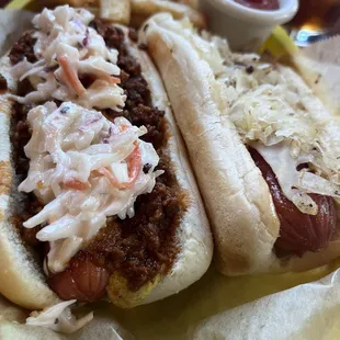 Traditional Carolina Beef Dawg and New York dogs (1 of each because it wasn&apos;t a busy time)