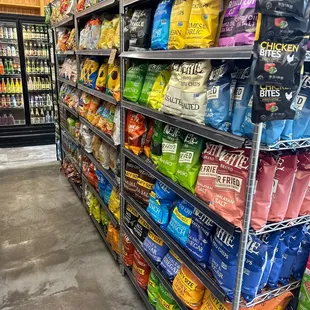 a variety of chips and snacks