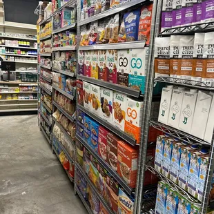 a grocery aisle filled with various products