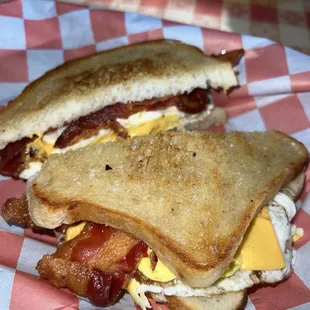 Bacon, egg, and cheese breakfast sandwich