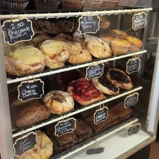a display of pastries and pastries