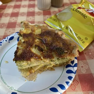 Broccoli, onion, and zucchini quiche