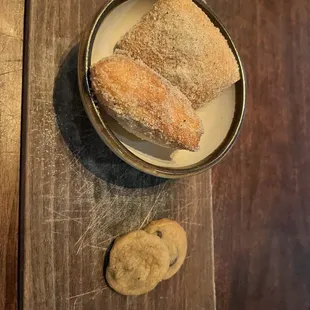 Lemon verbena donuts and chocolate chip cookies