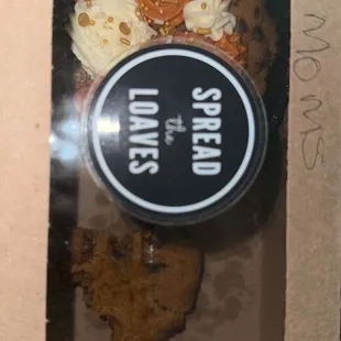 What's left of my pumpkin chocolate chip cookie and the chocolate chip cookie with frosting