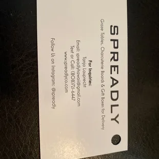 a business card on a table