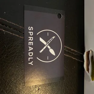 a knife and a pickle on a sticker