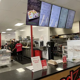 the counter area of a restaurant