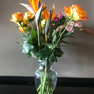 a vase of flowers
