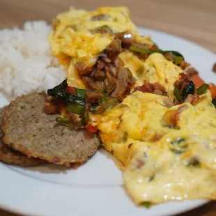 Egg Omelette with everything &amp; Breakfast patty's for breakfast while staying at Embassy suites (Complimentary breakfast) yummy *6/11/24