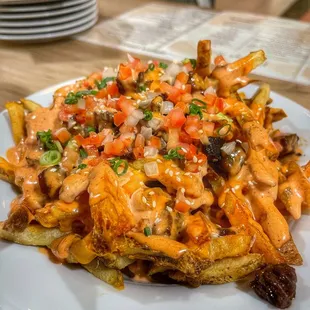 a plate of french fries