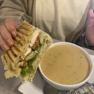 Mushroom brie soup and half of the pollo loco sandwich