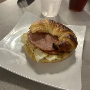 Egg white and Canadian bacon croissant