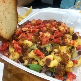 Hot Cheeto Mac and cheese burger