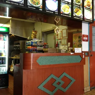 the front counter and menus