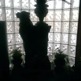 Water feature at the front door.