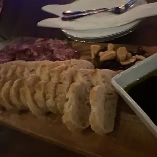 Bread and oil withTuscan salami