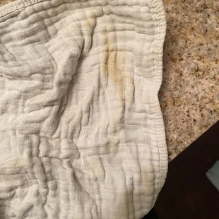 rag turned yellow from cigarette smoke leaking in