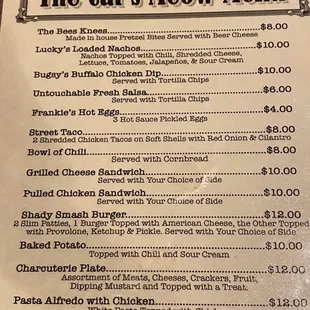 The menu... nothing on the back side