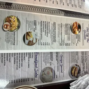 the menu of the restaurant