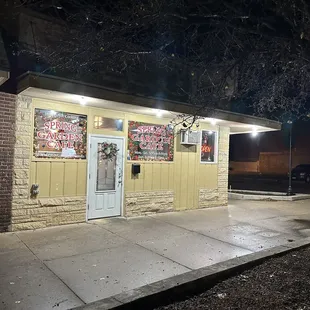 front of building at night