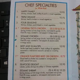 the menu