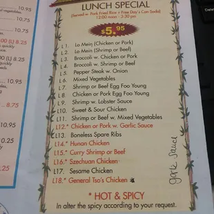 the menu
