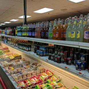 a variety of beverages on display