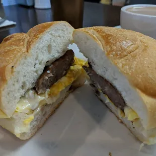 Beef Sausage Breakfast Sandwich