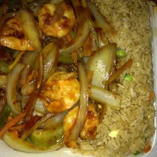 Lunch special shrimp with mixed vegetables- great value