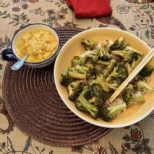 26. Egg Drop Soup and 113. Broccoli with Garlic Sauce