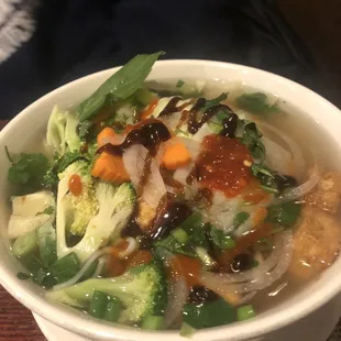 Fried tofu pho with veggie broth, &quot;regular size&quot;