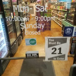 a sign in the window of a store