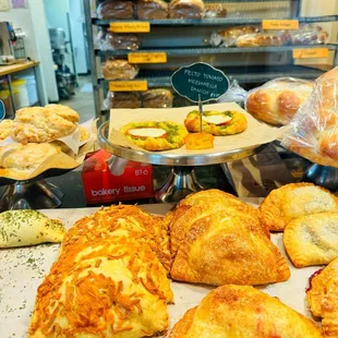 a variety of pastries on display
