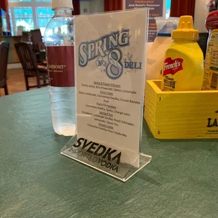 a menu on a table