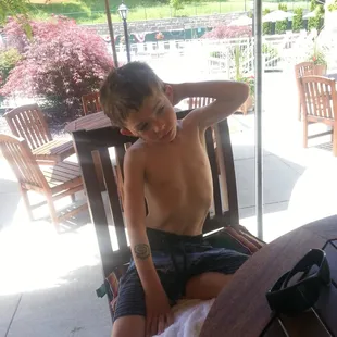 Son enjoying what poolside service has to offer!