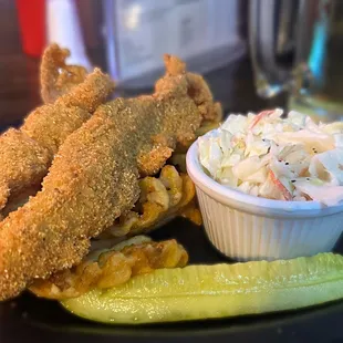 Catfish Plate with Waffle Fries &amp; Hushpuppies. AMAZING!