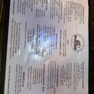 New menu.  Double old prices and it will be about right.