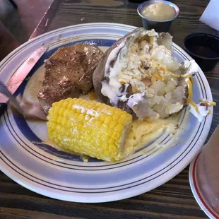 $7.99 for one large pork chop and three sides. Who it was good.