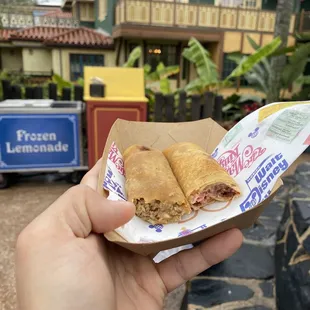 Cheeseburger Spring Roll On The Left... Pastrami Spring Roll On The Right