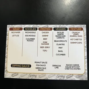 menu