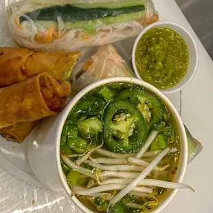 The Triple Combo!
2 Spring Rolls
2 Egg Rolls
1 Mini BYO Pho.