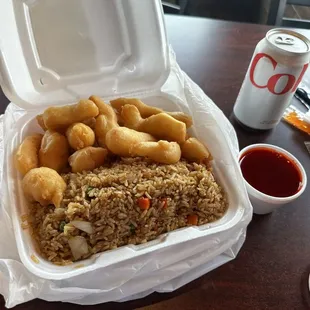 Sweet and sour chicken. I forgot to take a picture of the egg roll