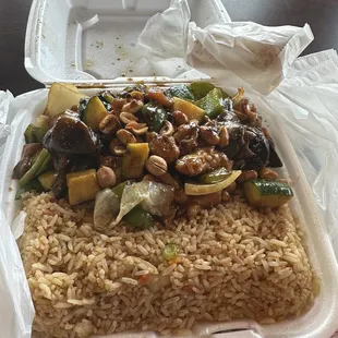 Kung Pao Chicken Plate. Huge portion.
